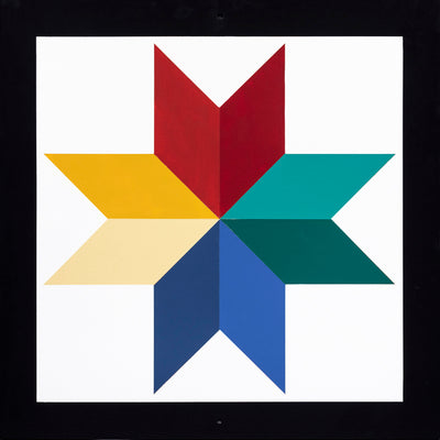 8 POINT STAR BARN QUILT - Amish Hand Painted LeMoyne Block