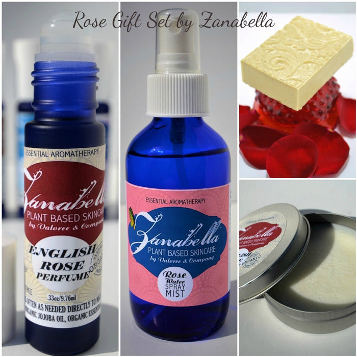 Skin CareROSE AROMATHERAPY GIFT SET - Organic Body Butter, Body Mist Spray, Roll On Perfume & Artisan Soap &ACEbar soapSaving Shepherd