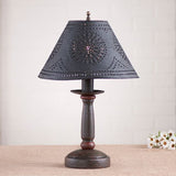 BUTCHER'S BEDSIDE TABLE LAMP with Punched Tin Shade - 5 Distressed Textured Finishes