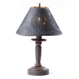 BUTCHER'S BEDSIDE TABLE LAMP with Punched Tin Shade - 5 Distressed Textured Finishes
