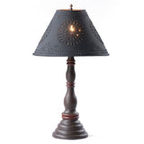 Country LightingDAVENPORT TABLE LAMP with 15" Punched Tin Shade in 10 Distressed Textured FinisheslamplightSaving Shepherd
