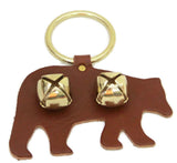 DOOR CHIME - LEATHER BEAR with JINGLE BELLS in 4 Colors - Amish Handmade in USA