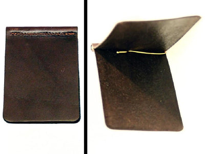 Handtooled LeatherBi-Fold LEATHER MONEY CLIP - DARK BROWN Minimalist Wallet - Amish Handmadebrowndark brownSaving Shepherd