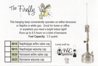 KEROSENE PRESSURE LANTERN - Amish Handcrafted "FIREFLY" - HC 5820 / 2 x 500CP 1,000 Candle Power - Made in USASaving Shepherd