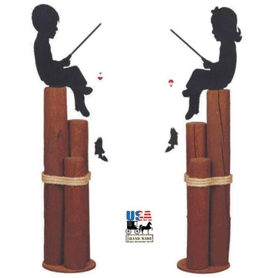 Lawn DecorFISHING CHILD SILHOUETTE - Boy or Girl Pier Post Lawn Ornamentlawn decorwhirligigwhirligigsBoySaving Shepherd