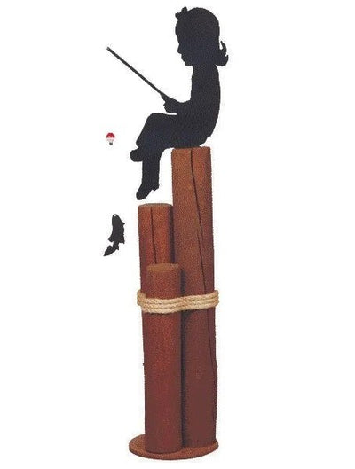 Lawn DecorFISHING CHILD SILHOUETTE - Boy or Girl Pier Post Lawn Ornamentlawn decorwhirligigwhirligigsGirlSaving Shepherd