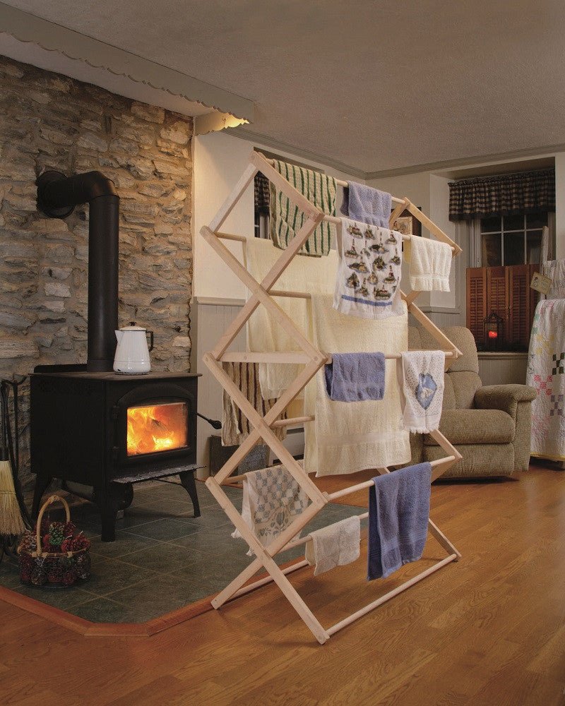 Amish Wooden Tabletop Folding Clothes Drying Rack.