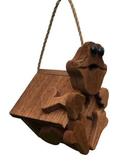 BirdhouseRUSTIC FROG BIRDHOUSE - Amish Handmade Mushroom Wood Housebirdbird houseSaving Shepherd