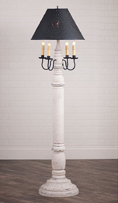 Floor LampCOLONIAL FLOOR LAMP ~ "Vintage White" Textured Finish with Punched Tin Shadefloor lampfloor lightSaving Shepherd