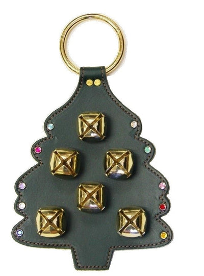 Door ChimeCHRISTMAS TREE LEATHER DOOR CHIME - STITCHING SLEIGH BELLS & CRYSTAL ORNAMENTS Amish Handmade in USAbellsbuckSaving Shepherd