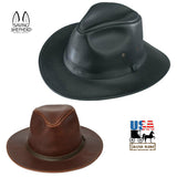 LEATHER SAFARI HAT ~ Cowboy Western Bush Style in BROWN & BLACK
