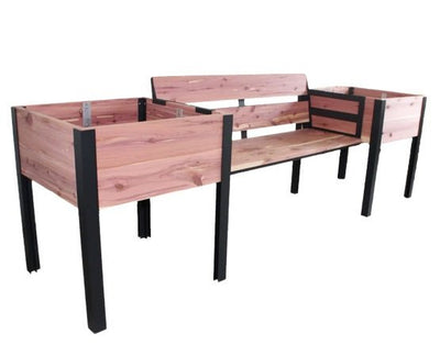 Outdoor Furniture2 RAISED GARDEN BEDS with 4' BENCH - Solid Red CedarbenchgardenSaving Shepherd