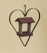 BIRD FEEDER in WROUGHT IRON HEART HANGER ~ Amish Handmade in 12 Color Choices