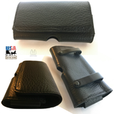 iPhone Plus BLACK LEATHER CASE Horizontal Belt Holder for 6+ 7+ 8+ X USA Handmade