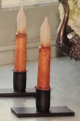 WINDOW SILL CANDLE HOLDER - Set of Three (3) Wrought Iron Primitive Metal Stands