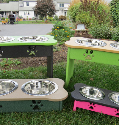 Elevated Poly Dog Bone Feeder Stand ~ CUSTOM COLORS AND SIZES ~ 15" TALL