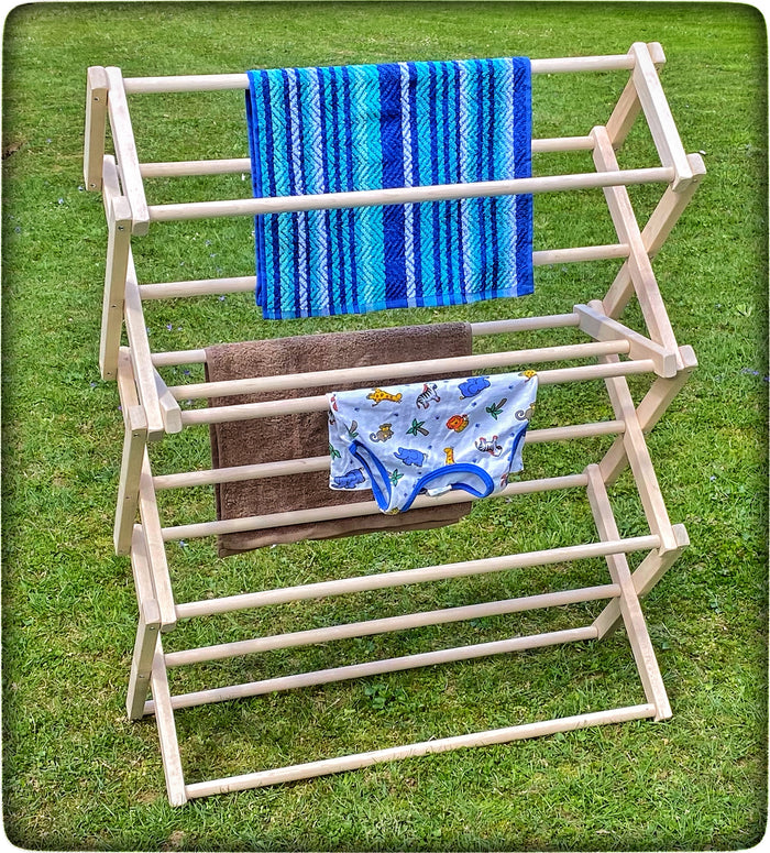 FOLDING DRYING RACK - Amish Handmade 30W x 37½H x 12½D Maple Wood Clothes Laundry Hanger