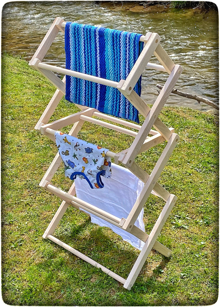 AMISH CLOTHES DRYING RACK 37½" Folding Laundry Hanger SavingShepherd