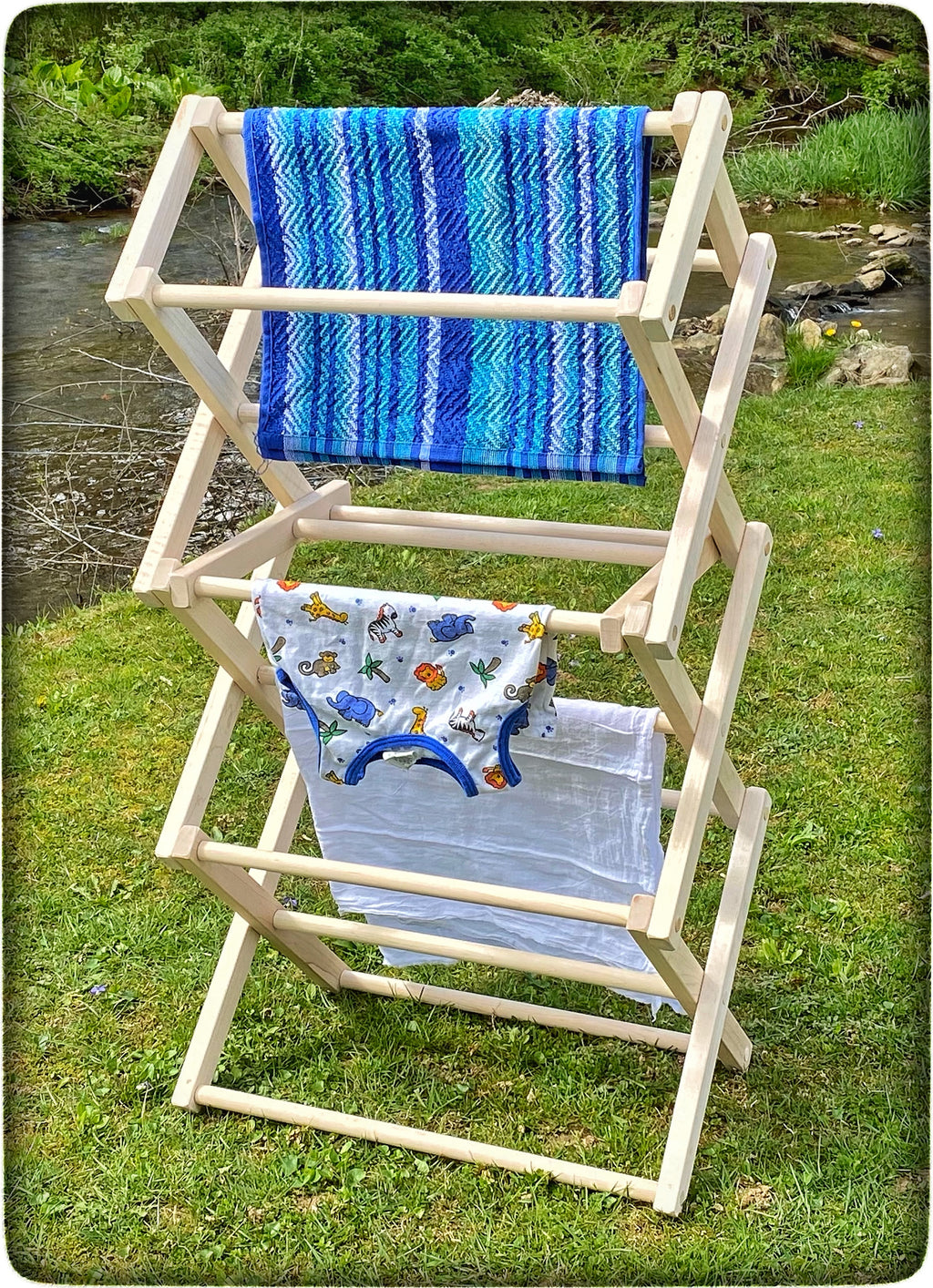 AMISH CLOTHES DRYING RACK 37½" Folding Laundry Hanger SavingShepherd