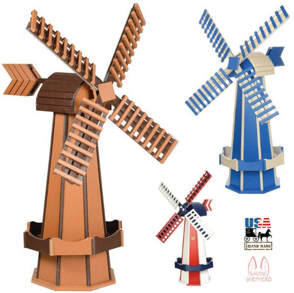 Windmill6½ FOOT JUMBO POLY WINDMILL - Dutch Garden Weather Vane in 22 Colors USAAmishoutdoorSaving Shepherd