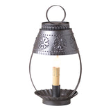 STUDENT LIGHT with PUNCHED TIN SHADE - Cozy Smokey Black Desk Lamp