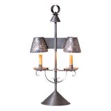 STUDENT LIGHT with PUNCHED TIN SHADES - Anitque Tin Desk Lamp