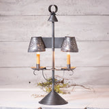 STUDENT LIGHT with PUNCHED TIN SHADES - Anitque Tin Desk Lamp