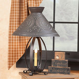 Table LampBETSY ROSS COLONIAL TABLE LAMP - Pierced Chisel Pattern Shade in Kettle Blackaccent lightlampSaving Shepherd