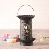 Country LightingPUNCHED TIN WAX TART WARMER Handmade FAITH HOPE LOVE Pattern Electric Accent Lightaccentaccent lightSaving Shepherd
