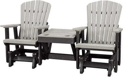 Adirondack Chair2 ADIRONDACK GLIDER CHAIRS with TABLE - Fan Back 4 Season Set in 6 ColorsAdirondackchairchairsLight Gray & BlackSaving ShepherdSaving Shepherd