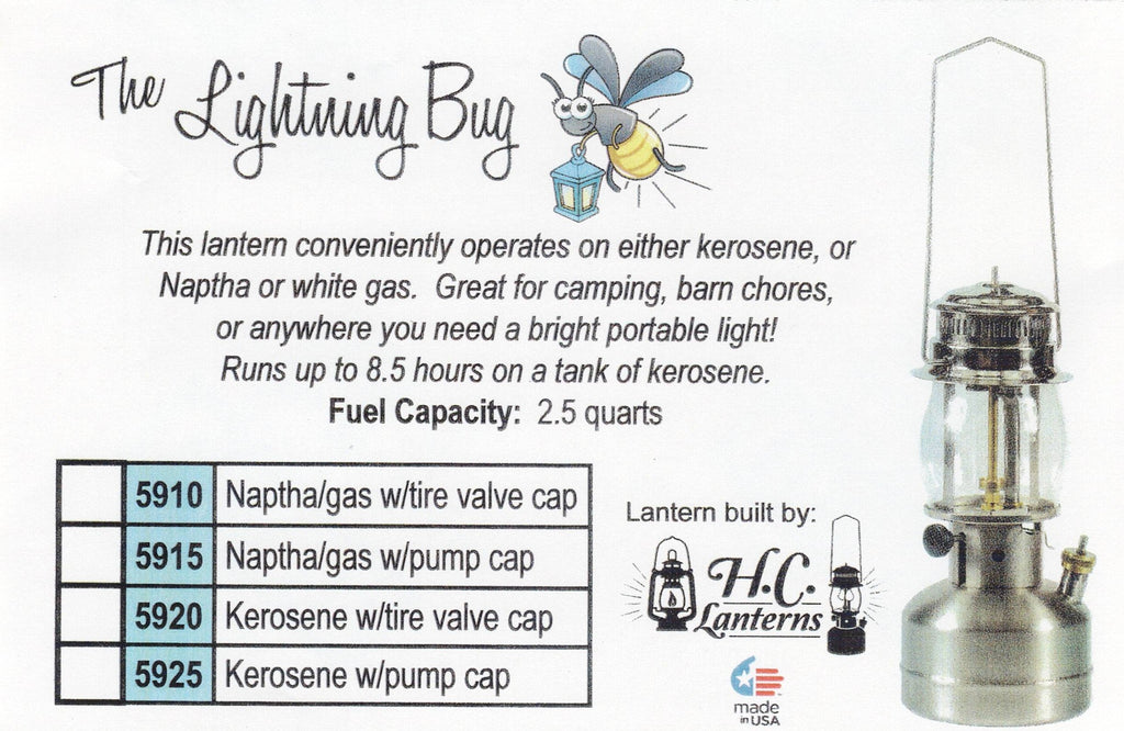 KEROSENE PRESSURE LANTERN Handcrafted "LIGHTNING BUG" Saving Shepherd