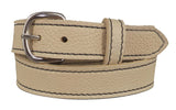 BEIGE LADIES BULLHIDE LEATHER STITCHED BELT - Choice of Stitching - Handmade in USA