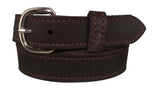 BROWN LADIES BULLHIDE LEATHER STITCHED BELT - Choice of Stitching - Handmade in USA