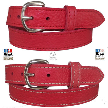 Ladies BeltLADIES PINK BULLHIDE LEATHER STITCHED BELT - Choice of Stitching - Handmade in USAbeltbeltsSaving Shepherd