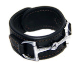 Handtooled LeatherWIDE LEATHER HORSE BIT BRACELET with Nickel Equestrian Snaffle in 12 ColorsAmerican MadeAmishSaving Shepherd