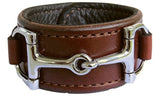 Handtooled LeatherWIDE LEATHER HORSE BIT BRACELET with Nickel Equestrian Snaffle in 12 ColorsAmerican MadeAmishSaving Shepherd