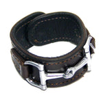 Handtooled LeatherWIDE LEATHER HORSE BIT BRACELET with Nickel Equestrian Snaffle in 12 ColorsAmerican MadeAmishSaving Shepherd