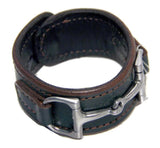Handtooled LeatherWIDE LEATHER HORSE BIT BRACELET with Nickel Equestrian Snaffle in 12 ColorsAmerican MadeAmishSaving Shepherd