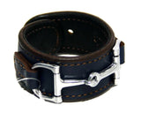 Handtooled LeatherWIDE LEATHER HORSE BIT BRACELET with Nickel Equestrian Snaffle in 12 ColorsAmerican MadeAmishSaving Shepherd