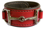 Handtooled LeatherWIDE LEATHER HORSE BIT BRACELET with Nickel Equestrian Snaffle in 12 ColorsAmerican MadeAmishSaving Shepherd