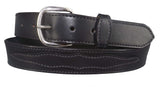 APPLIQUE WESTERN BELT - Black Decorative Stitched Bridle LeatherbeltbeltsSaving Shepherd