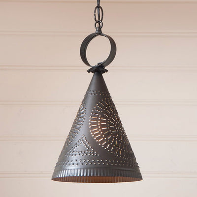 Chandeliers & Ceiling Fixtures"MADISON" PENDANT - Punched Tin Witch's Hat Down Lightceiling lightcountry lightingSaving Shepherd