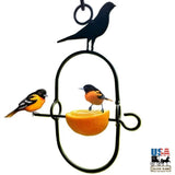 ORIOLE BIRD FEEDER - Hand Forged Wrought Iron Orange Holder
