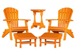 Outdoor Furniture5 PIECE COMPLETE OUTDOOR PATIO SET - 2 Folding Adirondack Chairs, 2 Ottomans & Candy Table in 19 ColorsAdirondackchairottomanOrangeSaving Shepherd