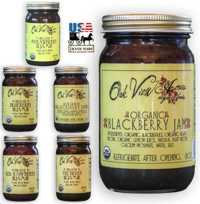 JamORGANIC BLACKBERRY JAM - 100% All Natural Blended Whole Fruit Spread USAblackberriesblackberryfarm market1 (8oz jar)Saving Shepherd