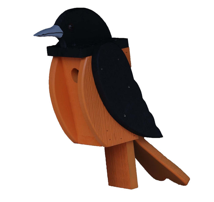 BirdhouseBALTIMORE ORIOLE BIRDHOUSE - Black & Orange Post Mount HousebirdbirdhouseSaving Shepherd