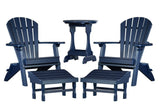 Outdoor Furniture5 PIECE COMPLETE OUTDOOR PATIO SET - 2 Folding Adirondack Chairs, 2 Ottomans & Candy Table in 19 ColorsAdirondackchairottomanPatriot BlueSaving Shepherd