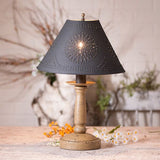 BUTCHER'S BEDSIDE TABLE LAMP with Punched Tin Shade - 5 Distressed Textured Finishes