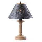 BUTCHER'S BEDSIDE TABLE LAMP with Punched Tin Shade - 5 Distressed Textured Finishes