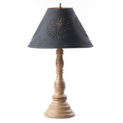 Country LightingDAVENPORT TABLE LAMP with 15" Punched Tin Shade in 10 Distressed Textured Finisheslamplightpunched tinPearwoodSaving Shepherd
